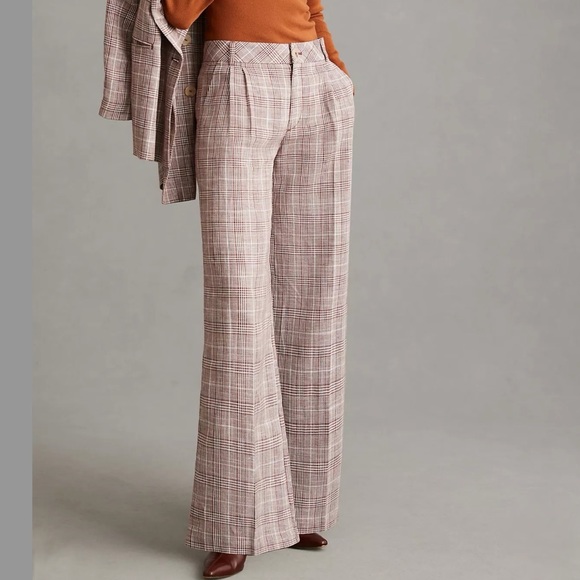 Anthropologie Maeve Pleated Plaid Trousers 14 NWT - Picture 4 of 11